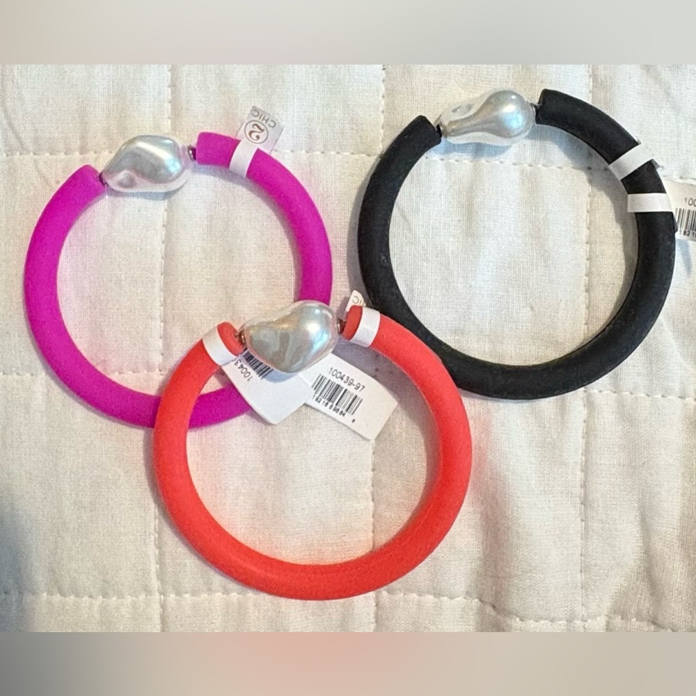 2 Chic Pink, Melon, and Black Bracelet Set Brand New
